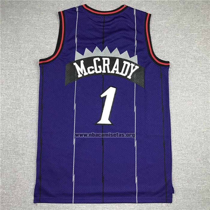Camiseta Toronto Raptors Tracy McGrady NO 1 Hardwood Classics Throwback Violeta
